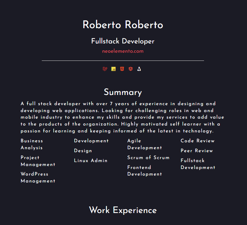 Resume Dark